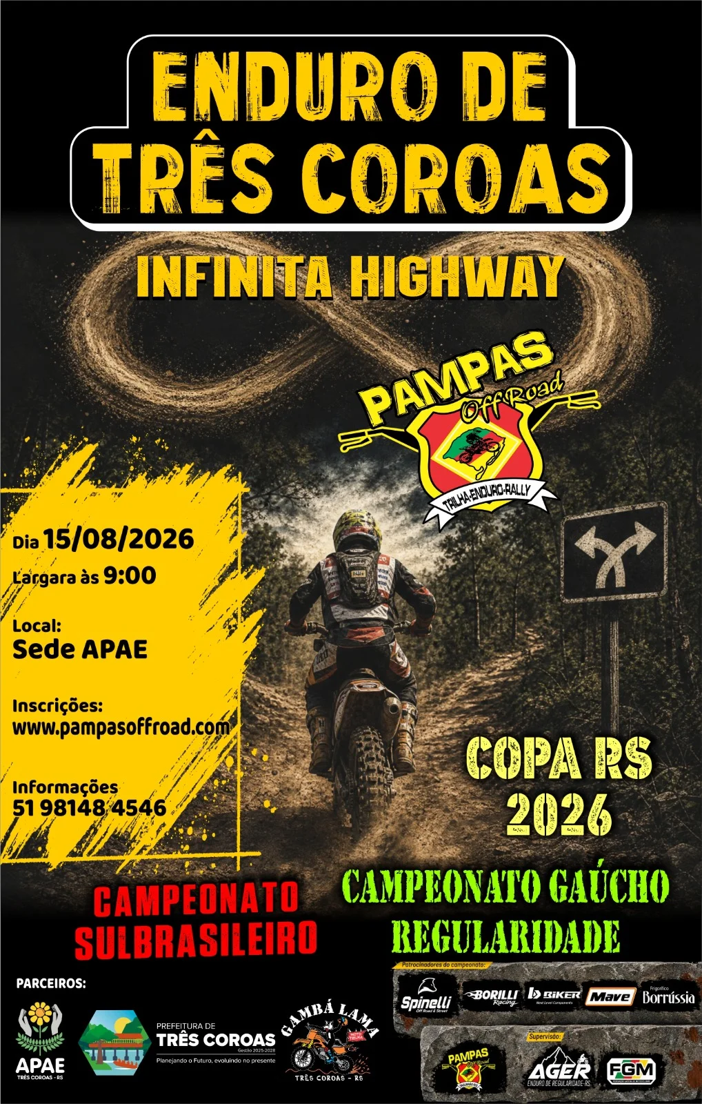 Imagem Três Coroas recebe etapa do Campeonato Gaúcho e do Sul-Brasileiro de Enduro de Regularidade no dia 15 de agosto